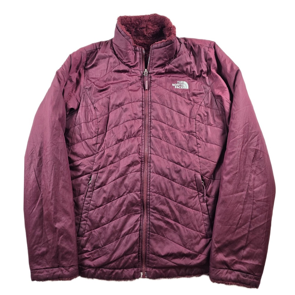 The North Face Reversible Jacket Womens Medium Burgundy Red Mossbud Swirl